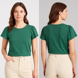 J Crew Women’s Organic Slub Flutter Shoulder Top Shirt